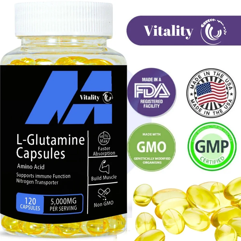 Vitality L-Glutathione 5000mg | L-Glutathione Reduced Supplement | Non-GMO & Gluten Free Vegan Kosher |120/60/30grain