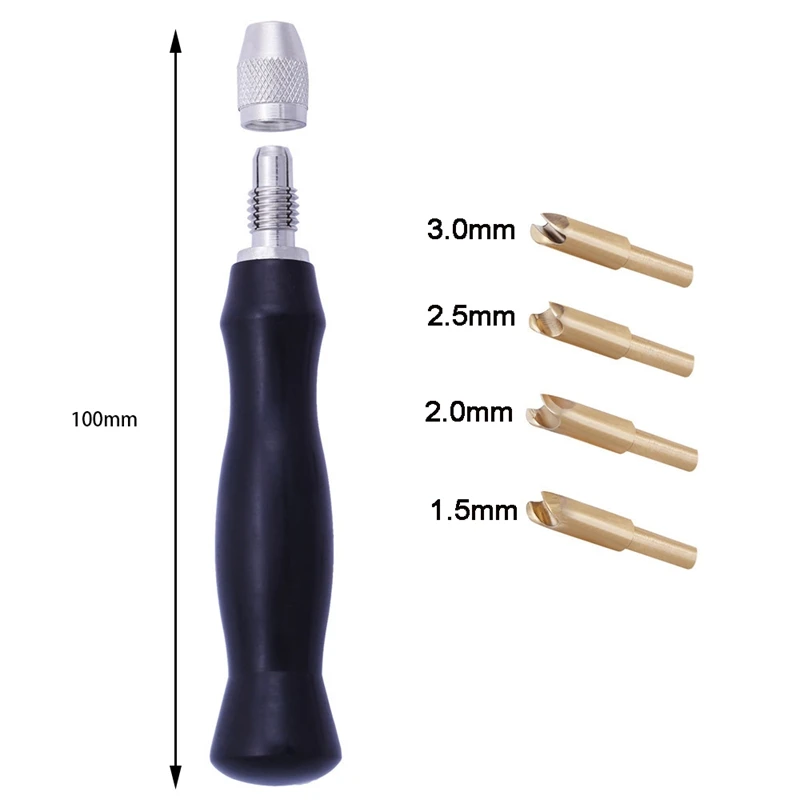 Juego de hendiduras para bordes de cuero, herramienta de bricolaje con 4 cabezales de latón reemplazables, 1,5-2, 2-3mm