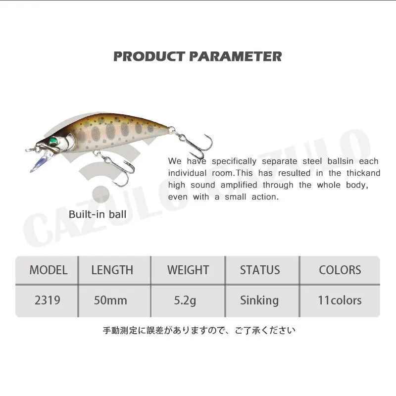 Stream Minnow Sinking Fishing Lure 50mm 5.2g Fishing Accessories Peche Carpe Leurre Micro BaitS Isca Artificial Wobblers Tackle