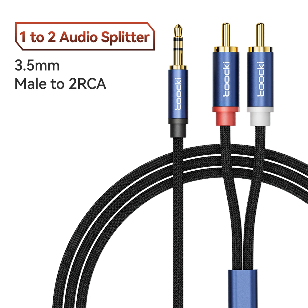 Toocki RCA-Kabel, HiFi-Stereo, 3,5 mm Klinke auf 2 Cinch-Audiokabel-Splitter für Verstärker, Audio-Heimkino-Kabel, RCA