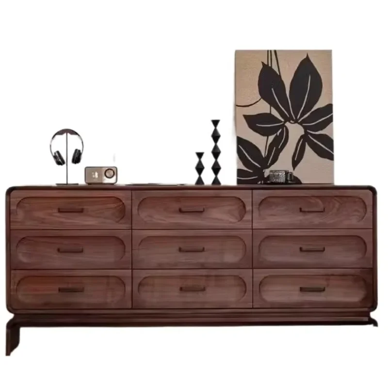 

Nordic black walnut nine-chest cabinet Japanese retro solid wood drawer storage side cabinet modern simple bedroom locker