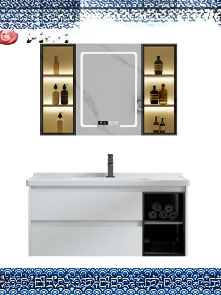 Mobile da bagno Lavabo Lavabo Mobile da bagno Rovere inossidabile Solo resistente all'umidità