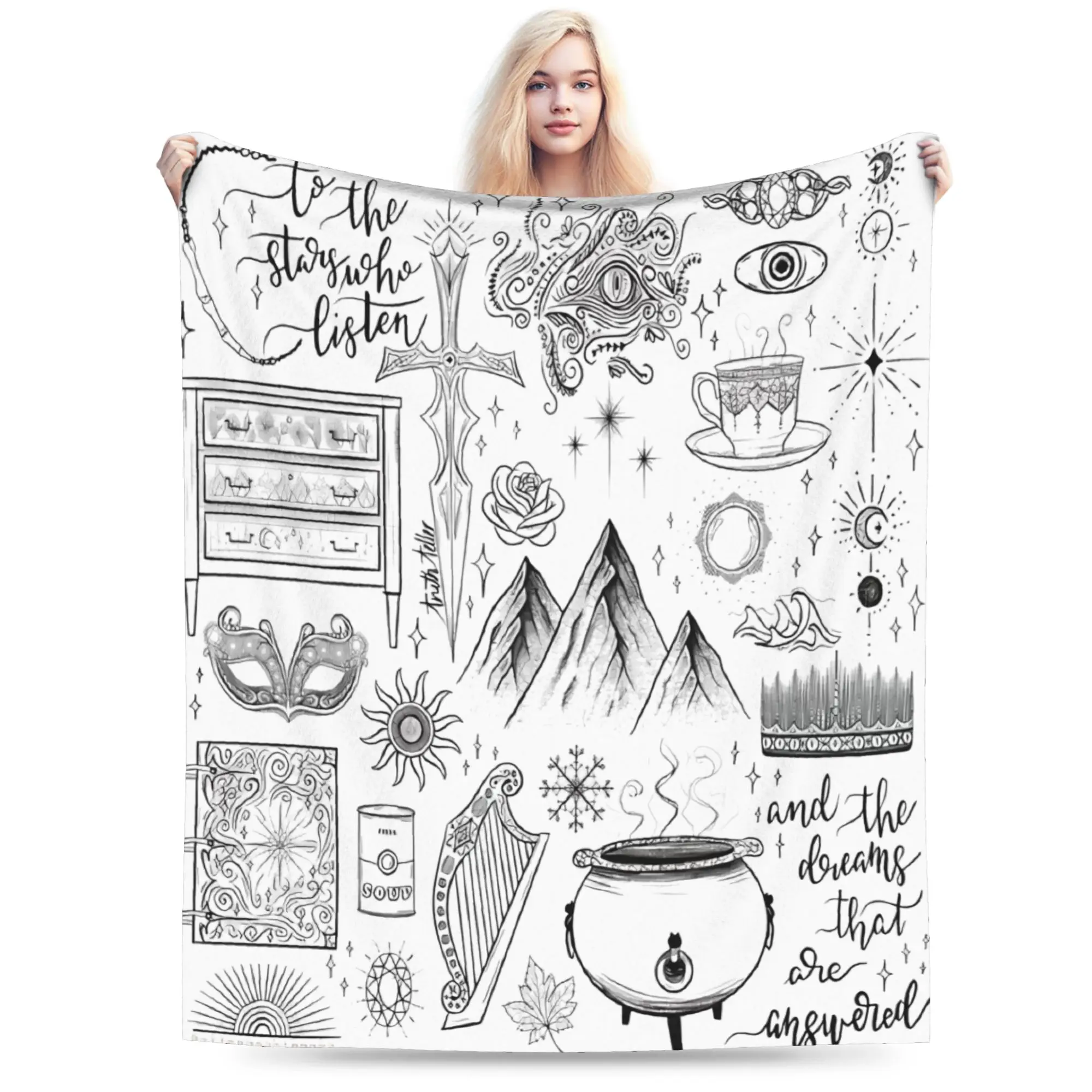 Practical Magic Witchcraft Occult Celestial Fantasy Mystical Stuff Blanket Soft Fleece  Throw Blankets Cozy Bedding Throws