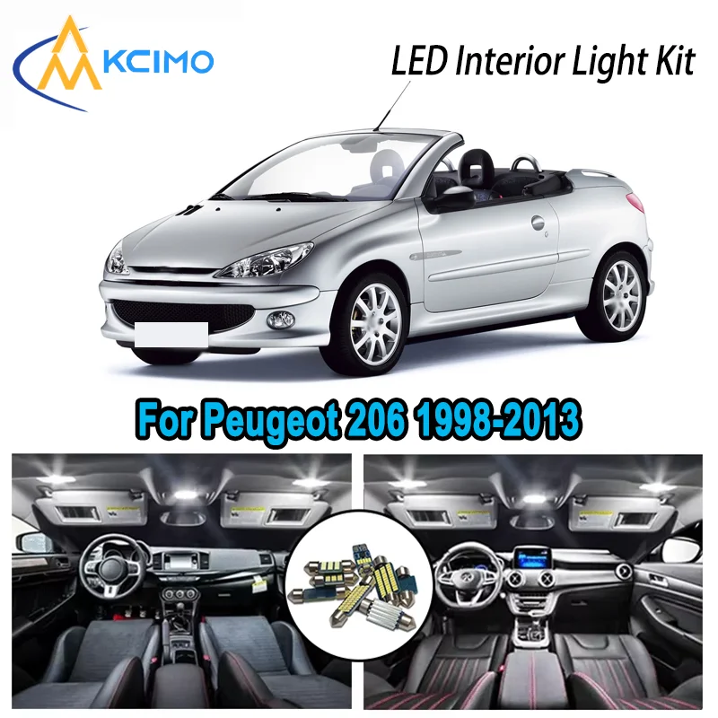 

High-Quality LED Interior Kit for Peugeot 206 1998-2013 2008 2009 2010 2011 Premium Error-Free Dome Map Trunk Automotive Lamps