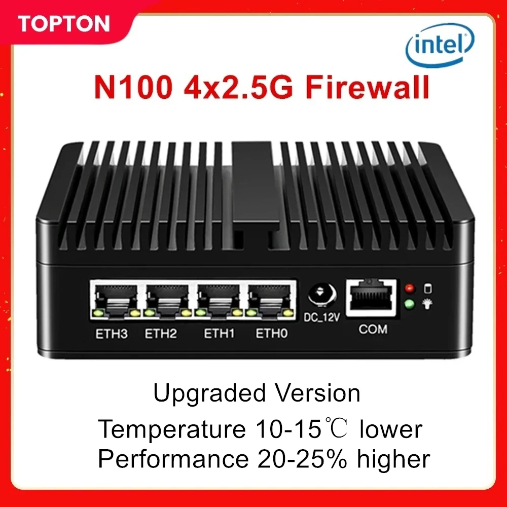 12th Gen Intel N100 Mini PC Firewall Router 4 LAN i226-V 2.5G N5105 N6000 J4125 NVMe Fanless Mini Computer Proxmox pfSense Box