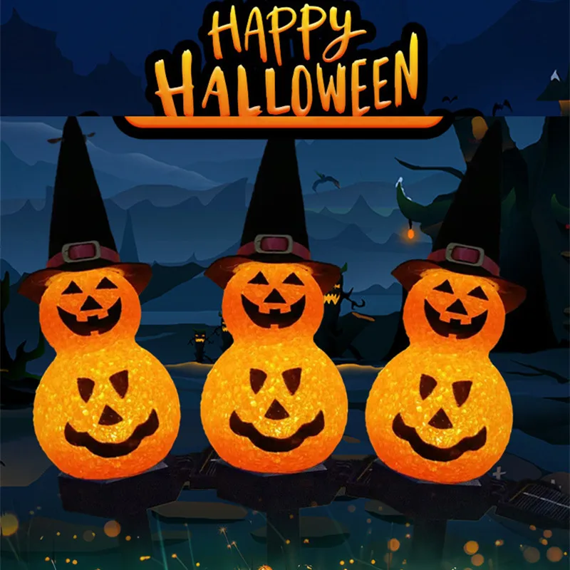 Halloween Pumpkin Solar Lights for Garden Holiday Decoration Waterproof Lawn Light Horror Theme Decor Ground Plug Lights