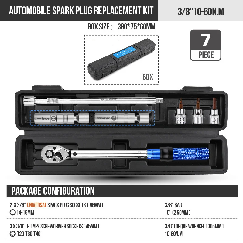 Hi-Spec 1/7/8/15PC Adjustable Torque Wrench 3/8