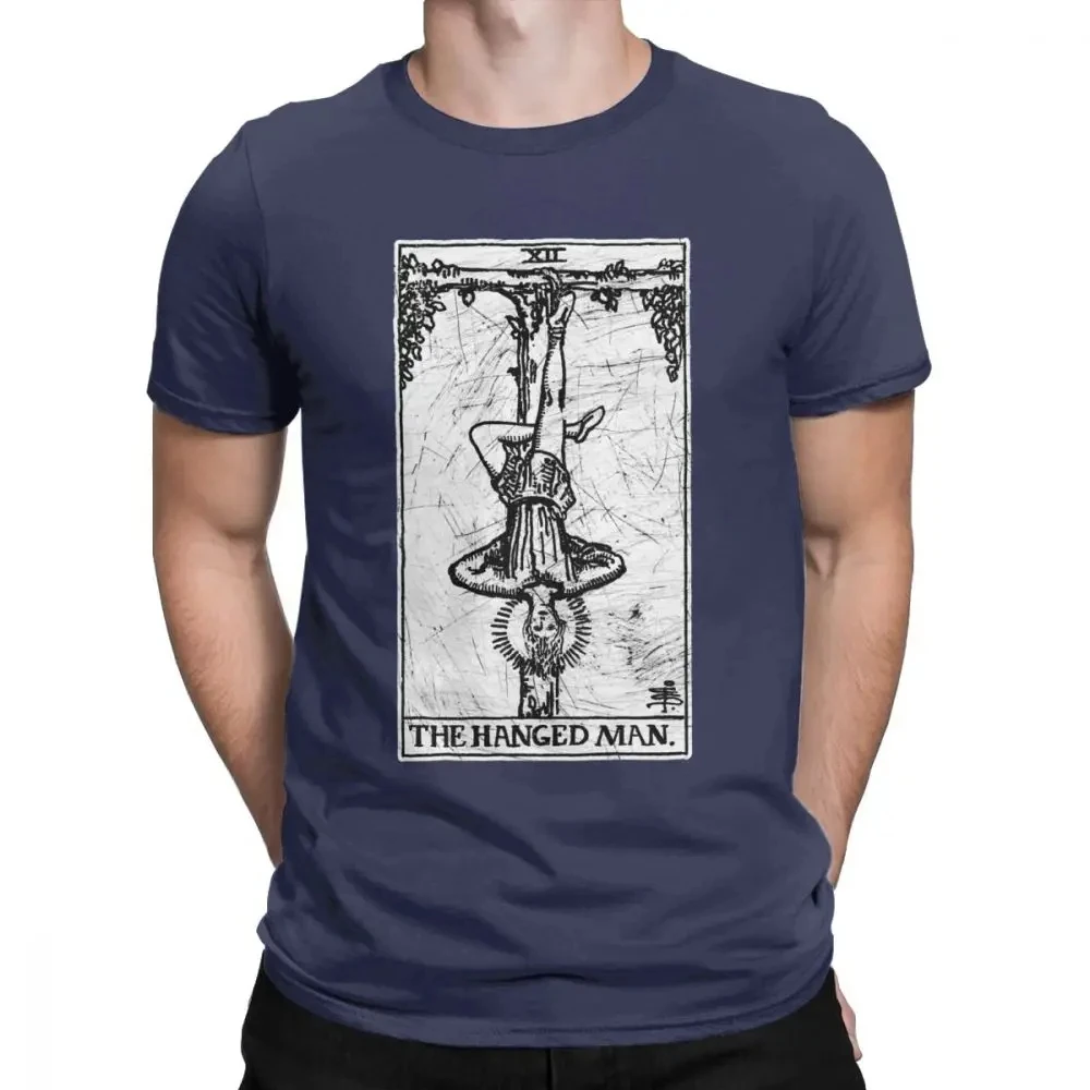 Men\'s The Hanged Man Tarot Card Major Arcana Fortune Telling Occult T Shirts Pure Cotton Short Sleeve Tee Shirt Present T-Shirts