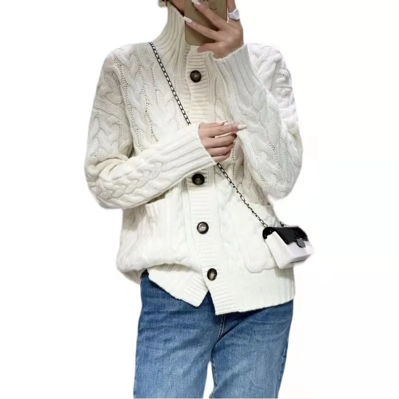 

Осенне-зимний новый кашемировый свитер, женский толстый кашемировый кардиган с высоким воротником, свитер с ленивым поворотом, пальто