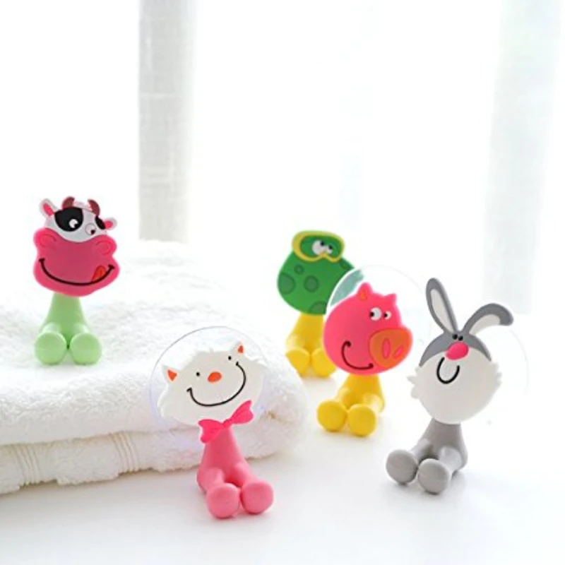 Toothbrush Holder Suction Cartoon Animal Tooth Brush Hooks for Kids Children Bathroom Set Accessories Eco-Friendly