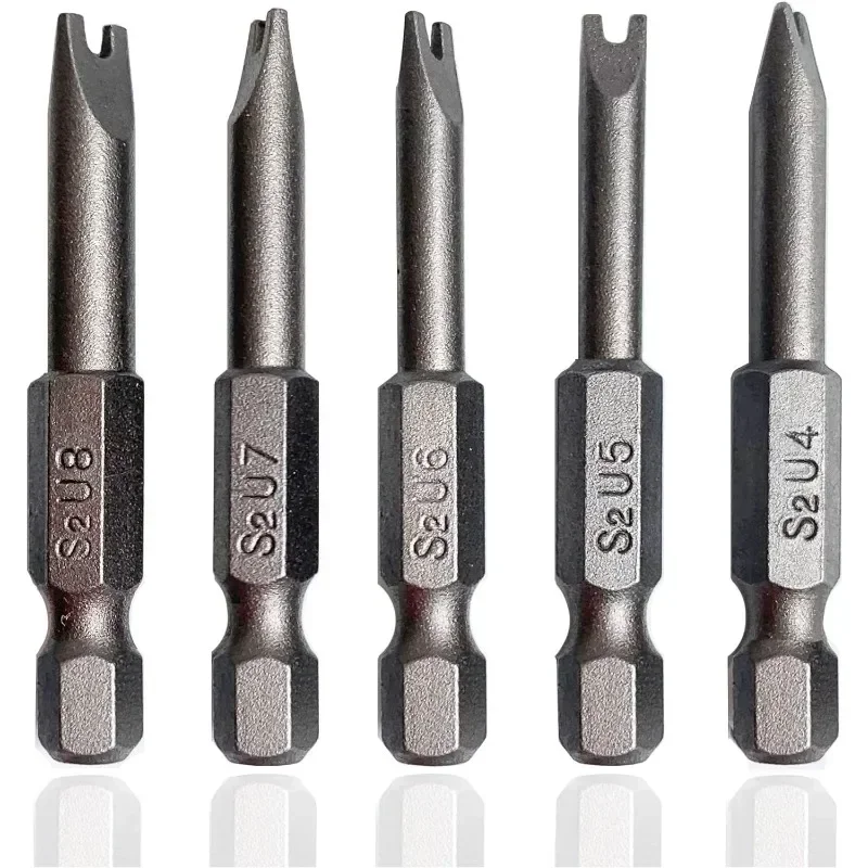 5pcs Magnetic U-shaped Tip Electric Screwdriver Bit 50mm 1/4 Inch Hex Handle U4 U5 U6 U7 U8 S2 Alloy Steel Magnetic Bits