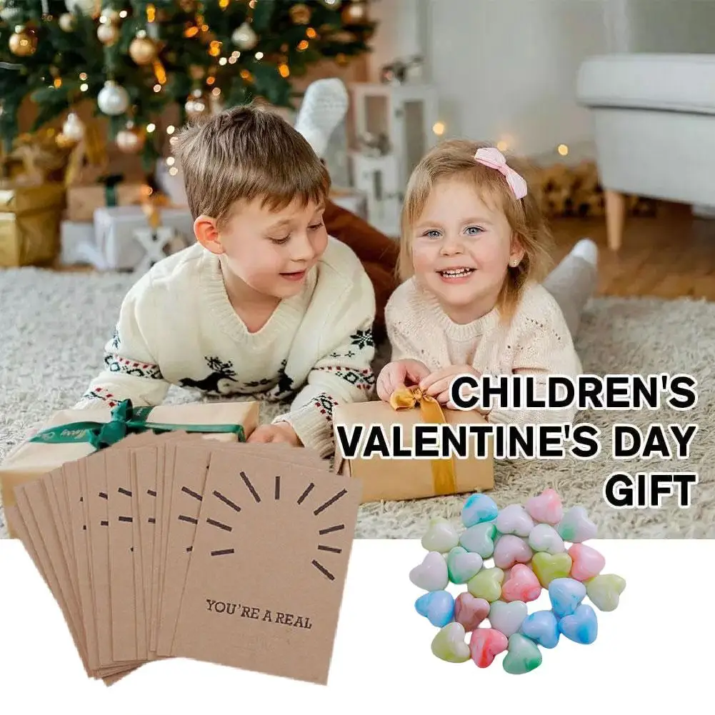 24 Pack Valentines Cards Valentines Day Gifts Versatile Heart-Shape Day Heart Crystals Love Ornaments Valentine's Hearts Z4K7