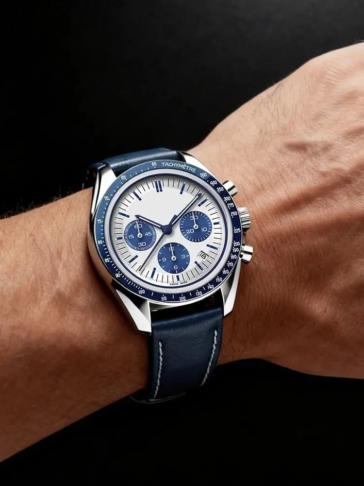 Montre pour homme originale et tendance, chronographe étanche, montre pour homme avec date, bracelet en cuir, montre à quartz, montre de sport pour homme