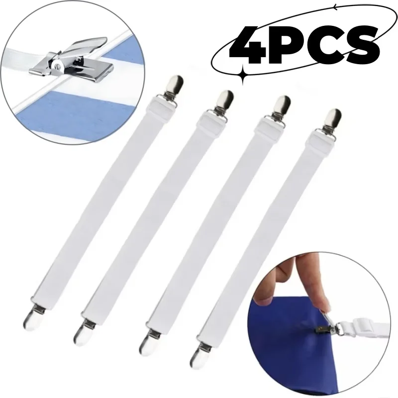 New 4pcs Household Bed Sheet Fixers, Adjustable Sofa Fixing Clips, Tablecloth Belt, Anti-running Anti-slip