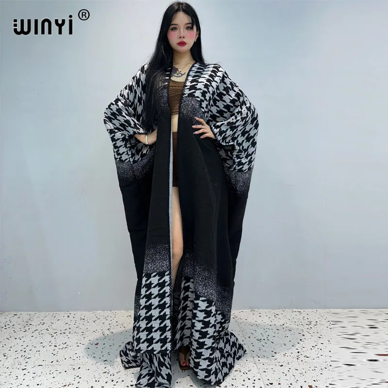 WINYI-vestido de Invierno para mujer, abrigo suelto de piel de lujo Retro, abrigo de plumón largo grueso y cálido, cárdigan de moda de Oriente Medio, abaya de invierno