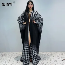 WINYI winter dress for women Retro Luxury Fur Loose OverCoat Thick Warm long down coat fashion cardigan Middle East winter abaya