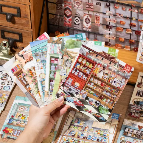 3D Scene Building Sticker Book, Mini Diorama Stickers for Relaxing "Stocking" Desk Scenes, DIY Collage Craft Supplies