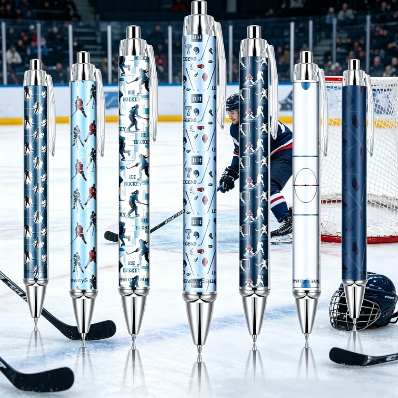 

9/14pcs Ice Hockey Player Themed Retractable Pens, Ice Hockey Ballpoint Pens, Party Gift Pens, Team Prizes, Sports Gifts