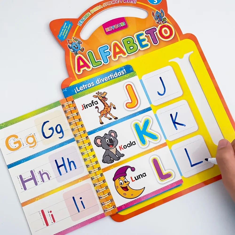 Picture 7: Spanish Alphabet Practice Card Books A-Z - Reusable with Water Eraser, Handwritten and Early Literacy Resources for Kindergarten