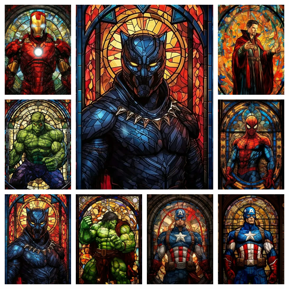 Искусственное цветное стекло, Мстители, персонажи Marvel, вышивка крестиком, Капитан Америка, железный человек, Халк, рукоделие