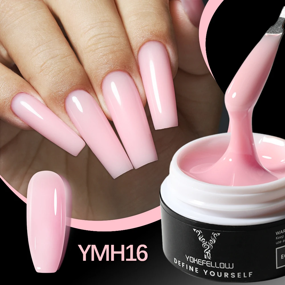 

YOKEFELLOW 15g Buider Nail Gel Nude Pink Hard for Nails Extension Builder Base Nail Gel & Strengthener Gel Nail Art Shaping