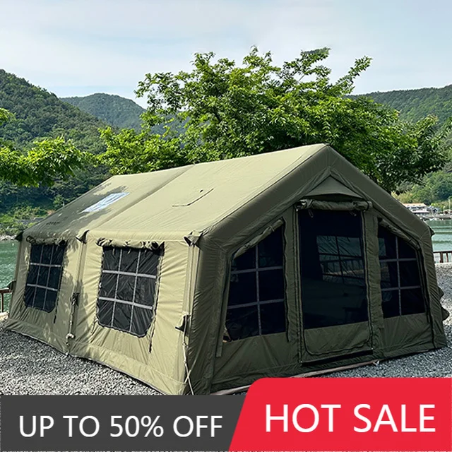 Coody 13.6 Army Green TC Cotton Inflatable Air Tent Durable Large Spacious Outdoor Camping Shelter