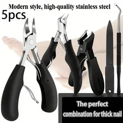 Thick Nail Clippers Set 1/5pcs Modern Design Stainless Steel Nail File Concave Blade