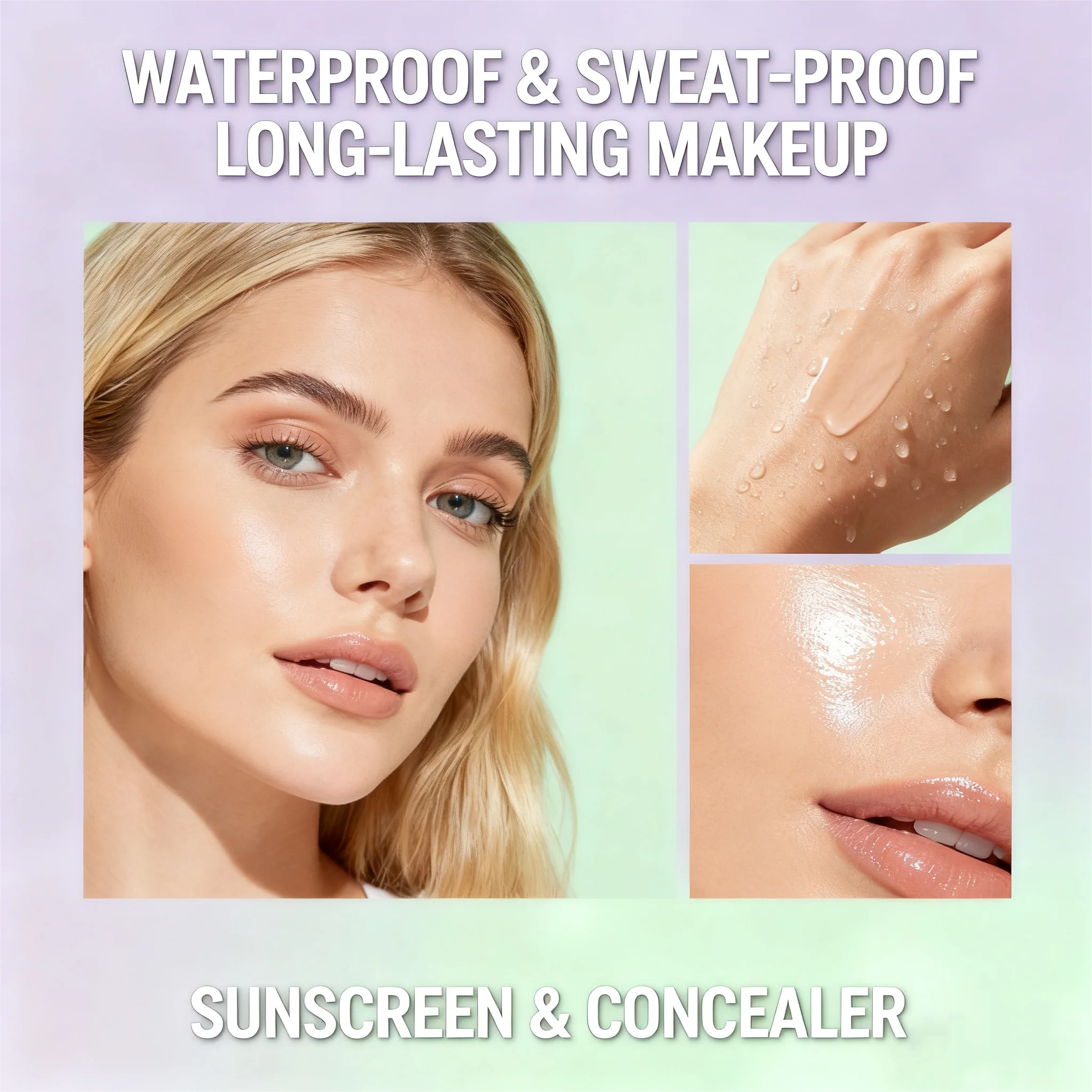 Apprêt et crème solaire 2 en 1 au collagène Spf 50, apprêt pour le visage à double chambre avec protection solaire au collagène et base de maquillage pour une peau impeccable