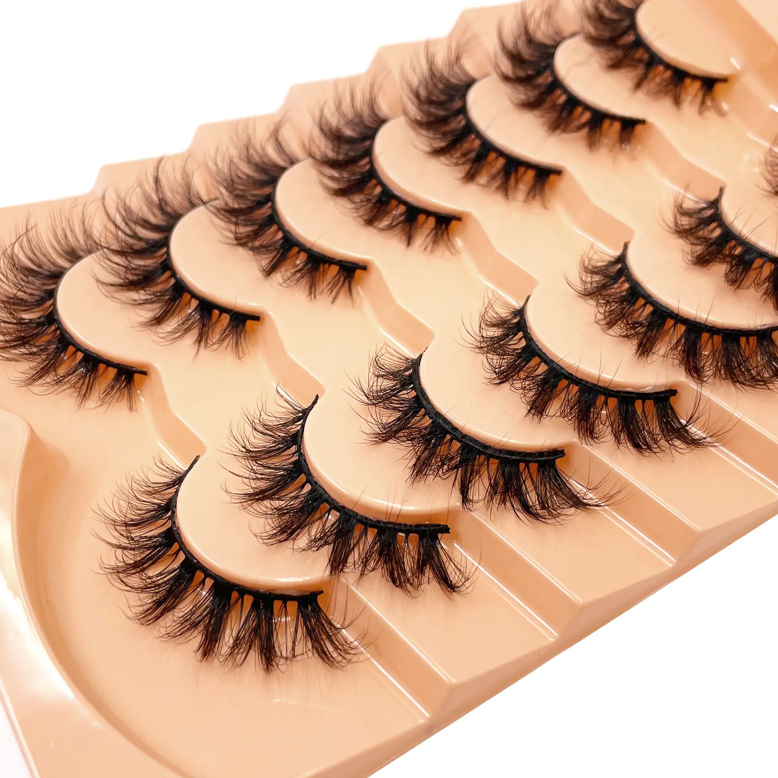 Neue 7 Paar Dicke, 3D-Simulierte Nerzfell-Falschwimpern Kurze, Dramatische Falschwimpern Großhandel Komplette Linie Falsche Wimpern – Detail 10