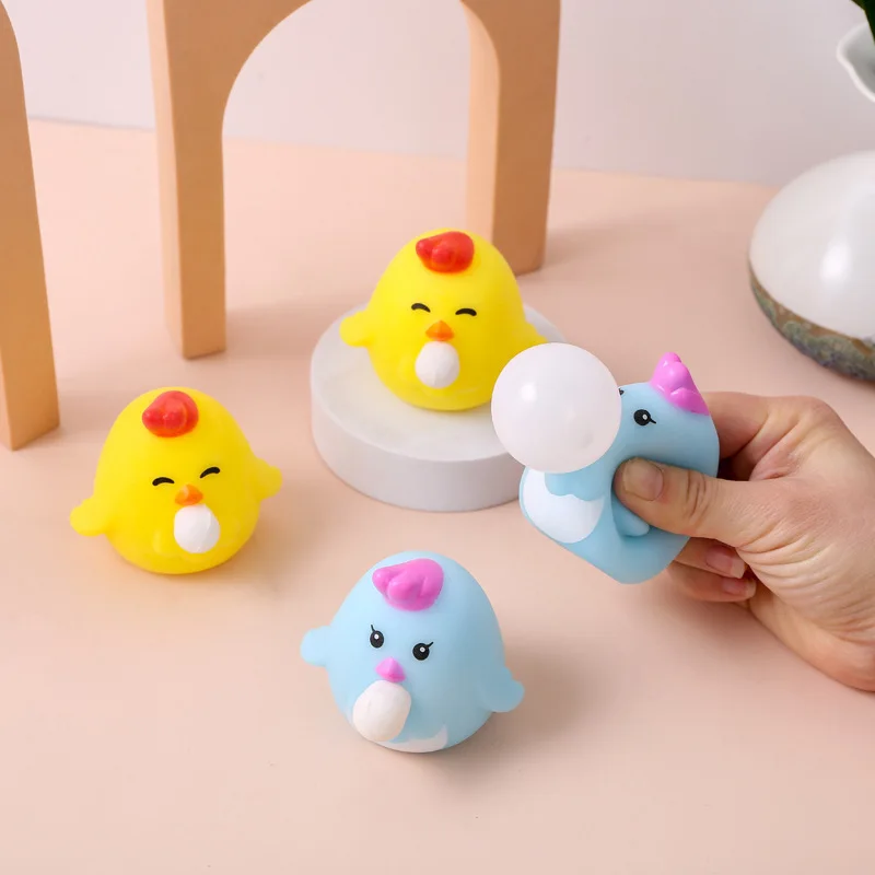 1PCS Novelty decompression artifact spit bubble chicken rabbit vent ball squeeze squeeze funny stress reliever vent toy Random