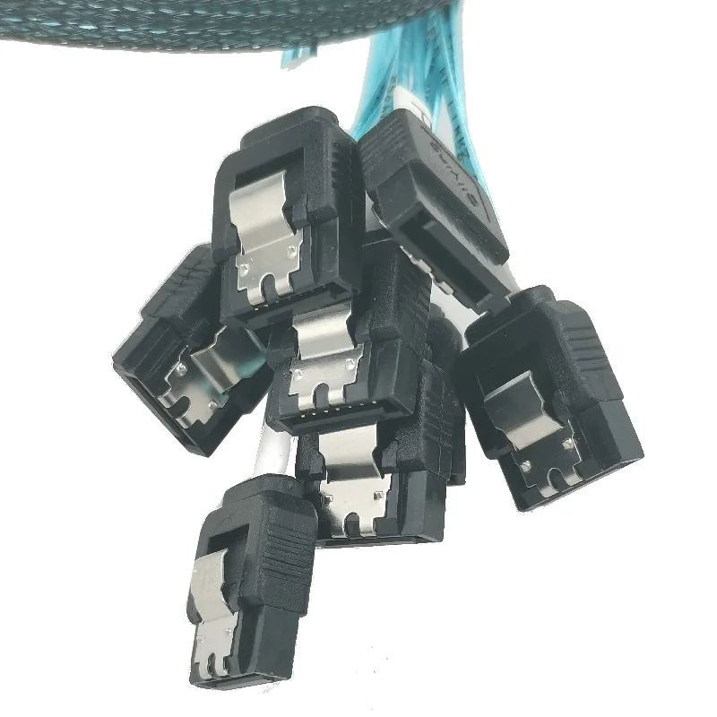 MCIO X8 74 Pin ke 8 X SATA 7 Pin Konverter Adaptor Kabel untuk Transfer Data