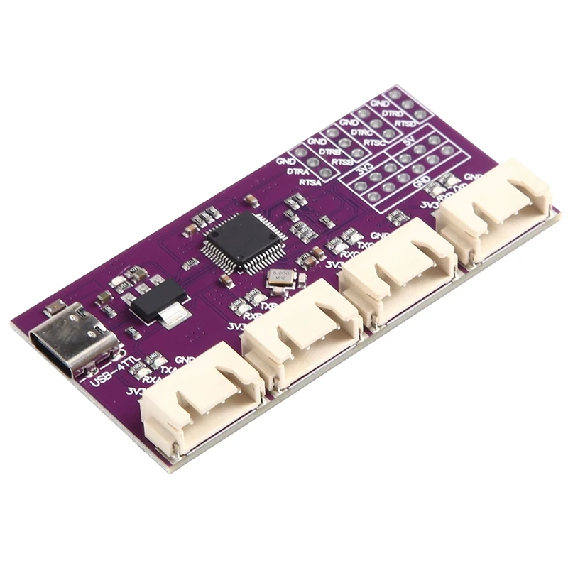 DT23 USB to 4-Port TTL Serial Port Module CH344 Chip 6Mbps High-Speed Communication Conversion Type-C Interface