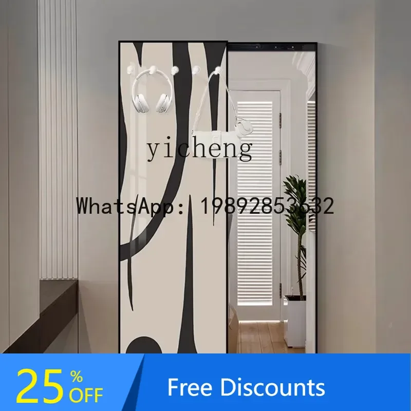 ABC  full-length mirror light black and white hidden home push-pull full-body mirror wall-mounted living room mirror