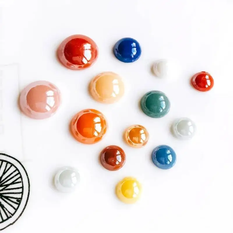 Mixed Colors Ceramics Porcelain Glass Cabochons 8/10/12/14/16mm Cameo Flat Back Cabochon Supplies For DIY Jewelry Finding
