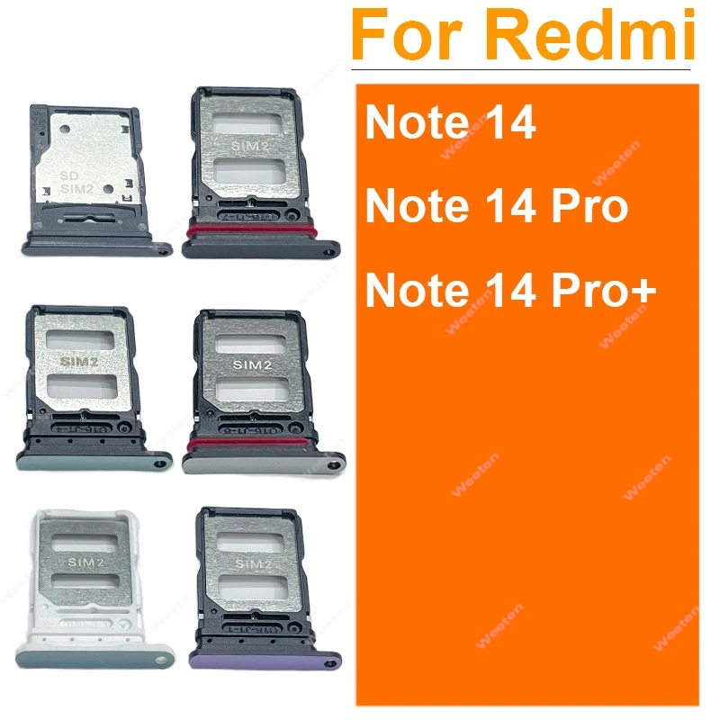 Sim Card Tray Adapter For Xiaomi Redmi Note 14  Note 14 Pro 4G 5G Note 14 Pro+ Plus SIM Card Holder Card Reader Connector Parts