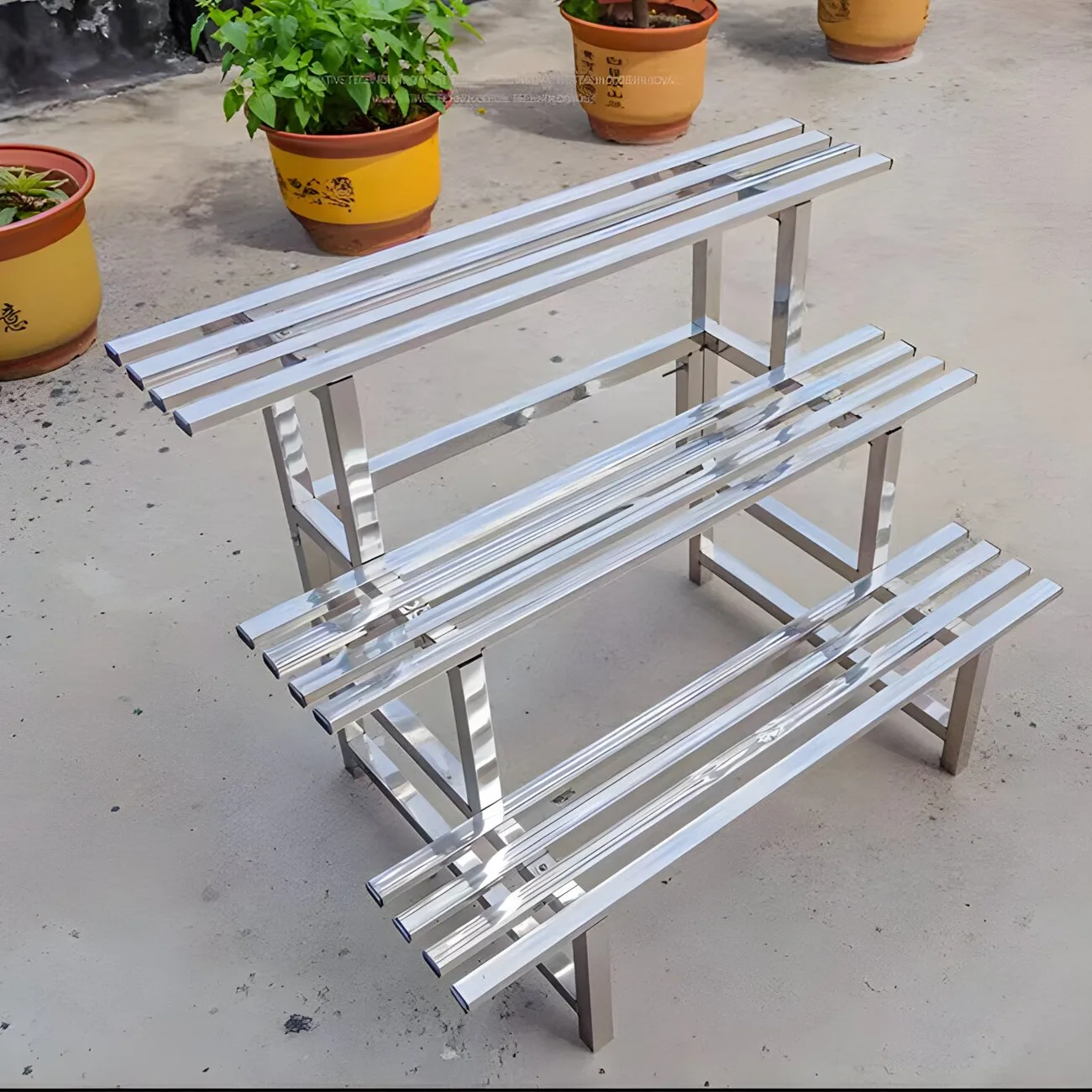 

Flower Pot Organizer Shelf Display Rack Holder 3 Tier Stainless Steel Plant Stand Metal Flower Shelf Outdoor Storage Furniturepr