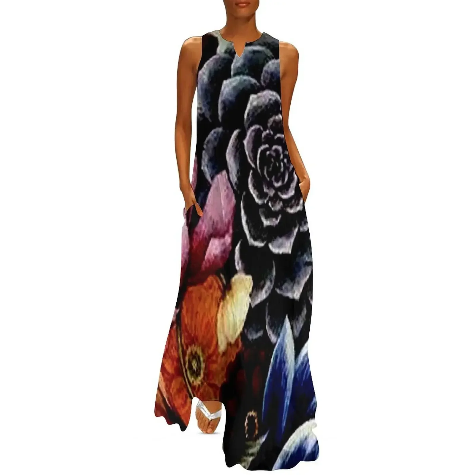 

FLOWER BALLOON : Vintage Abstract Painting Print Long Dress wedding dresses for woman birthday dresses for women Dress