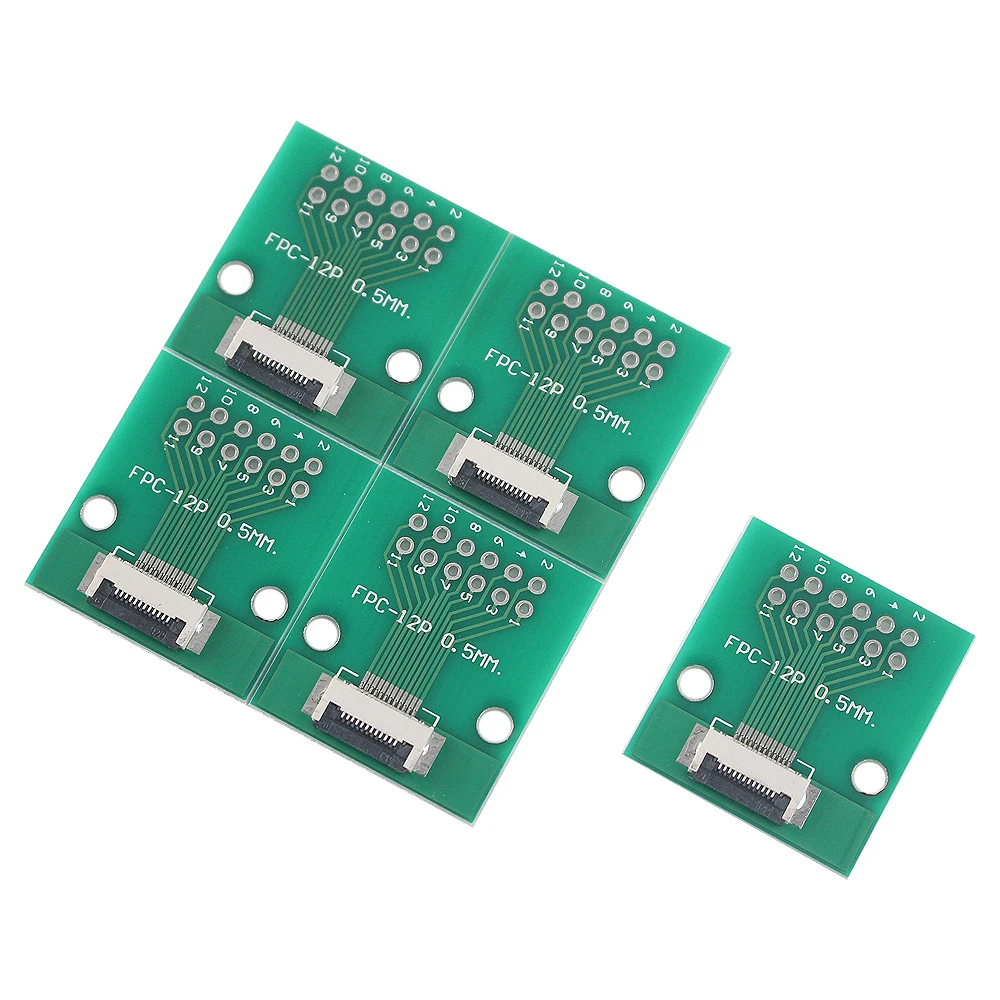 5PCS 12P FPC FFC Adapter Board 2.54mm Pitch Connector 32 mm × 26 mm SMT to 2.54mm PCB board