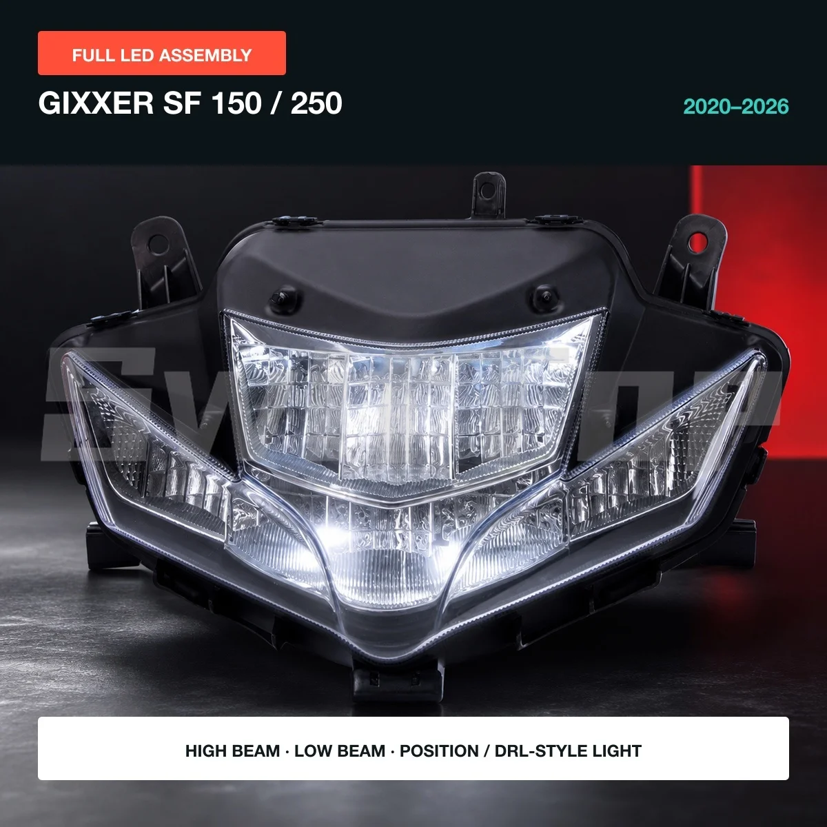 For Suzuki Gixxer SF 150 250 2020-2026 LED Headlight Assembly  Motorcycle Front Headlamp High Low Beam Position DRL Light