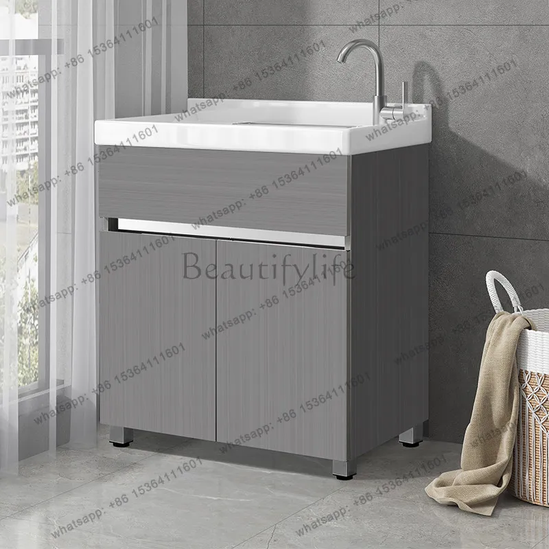 Stainless steel bathroom cabinet combination toilet washstand high temperature ceramic integrated basin