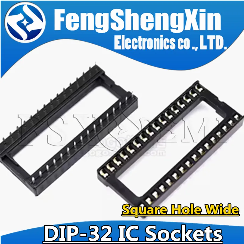 5pcs DIP-32 Round Hole Square hole 32 Pins Wide 2.54MM DIP IC Sockets Adaptor Solder Type IC Connector