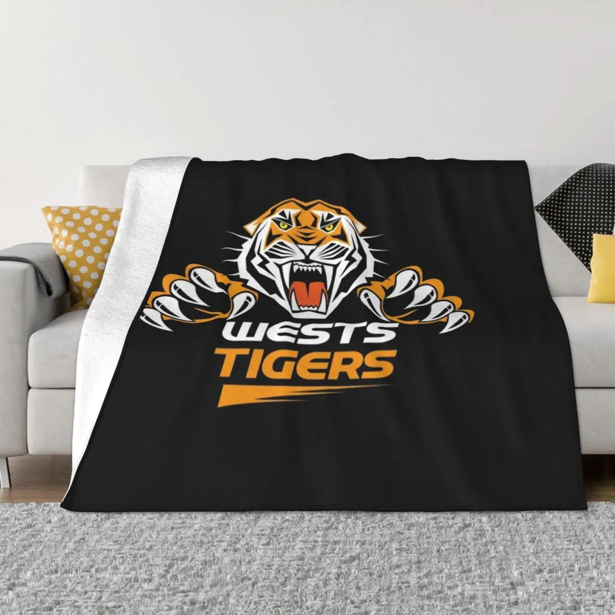 

"New-Wests-Tigers-01-Icon Throw Blanket Furry Blankets decorative blanket furry