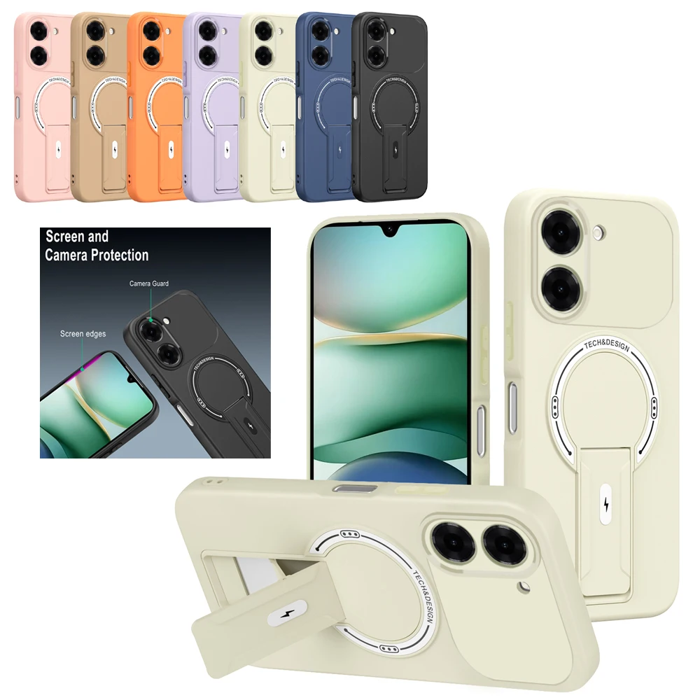 Kickstand Magnetic Phone Case For Redmi 15A 15 15C 14C 13C 13 A7 Pro A5 A3 4G 5G Wireless Charing Armor for Magsafe Back Cover