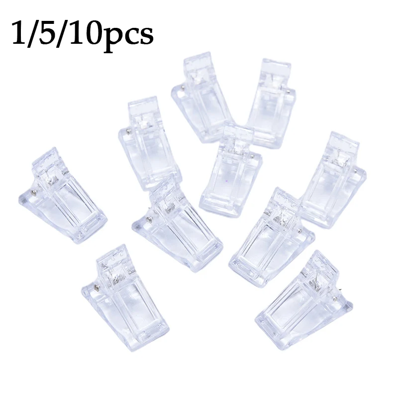 【5/10Pcs Nail Tips Clip Transparent Finger Building Gel Extension Nails Art Manicure Tool】