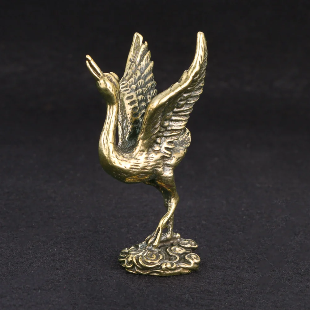 

1pcs Chinese Miniature Brass Retro Crane Bird Ornament Home Office Decor Gift Vintage Crane Decoration