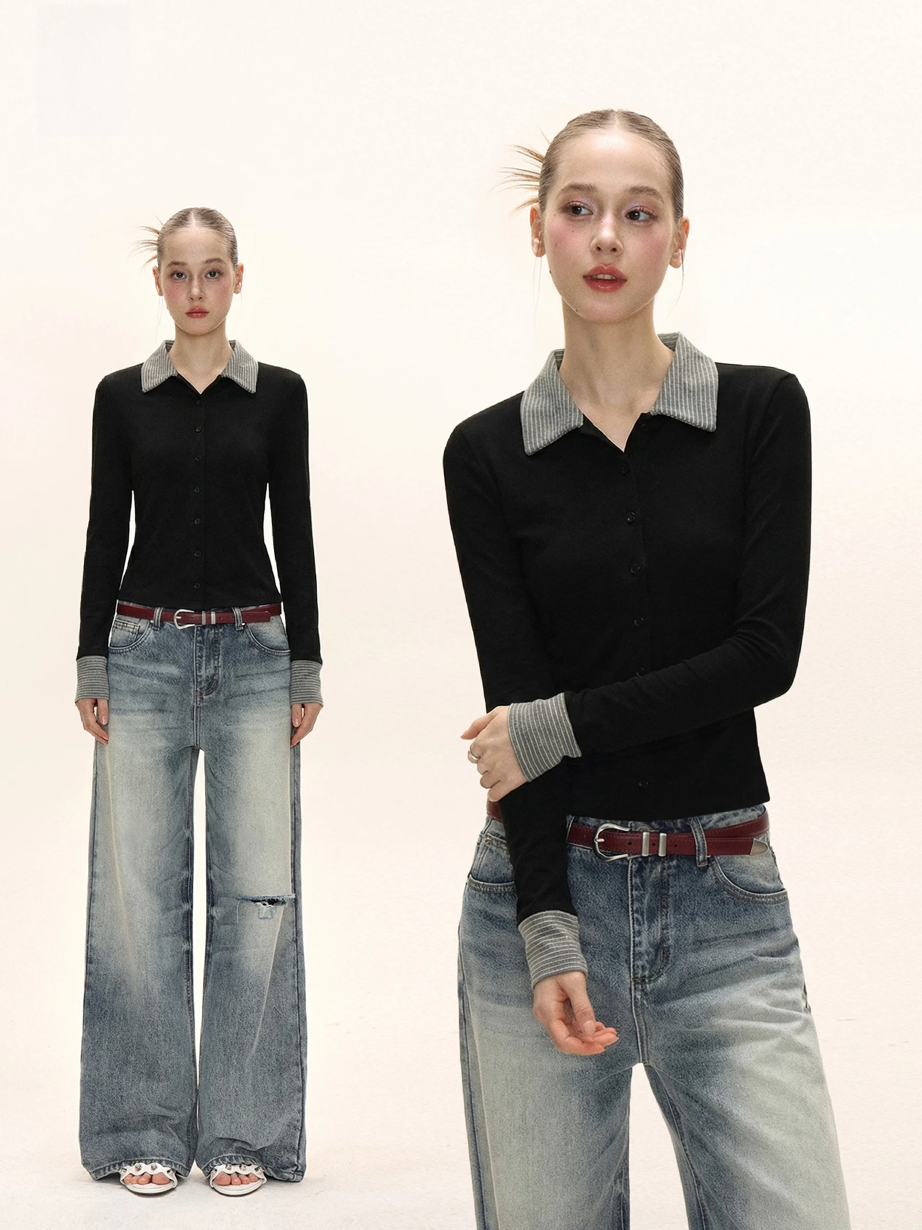 

Женская футболка Slim Fit с коротким рукавом, в полоску, с лоскутным дизайном, в стиле Spicy Girl, с вырезом на плечах, осенняя, с длинным рукавом, круглый вырез горловины