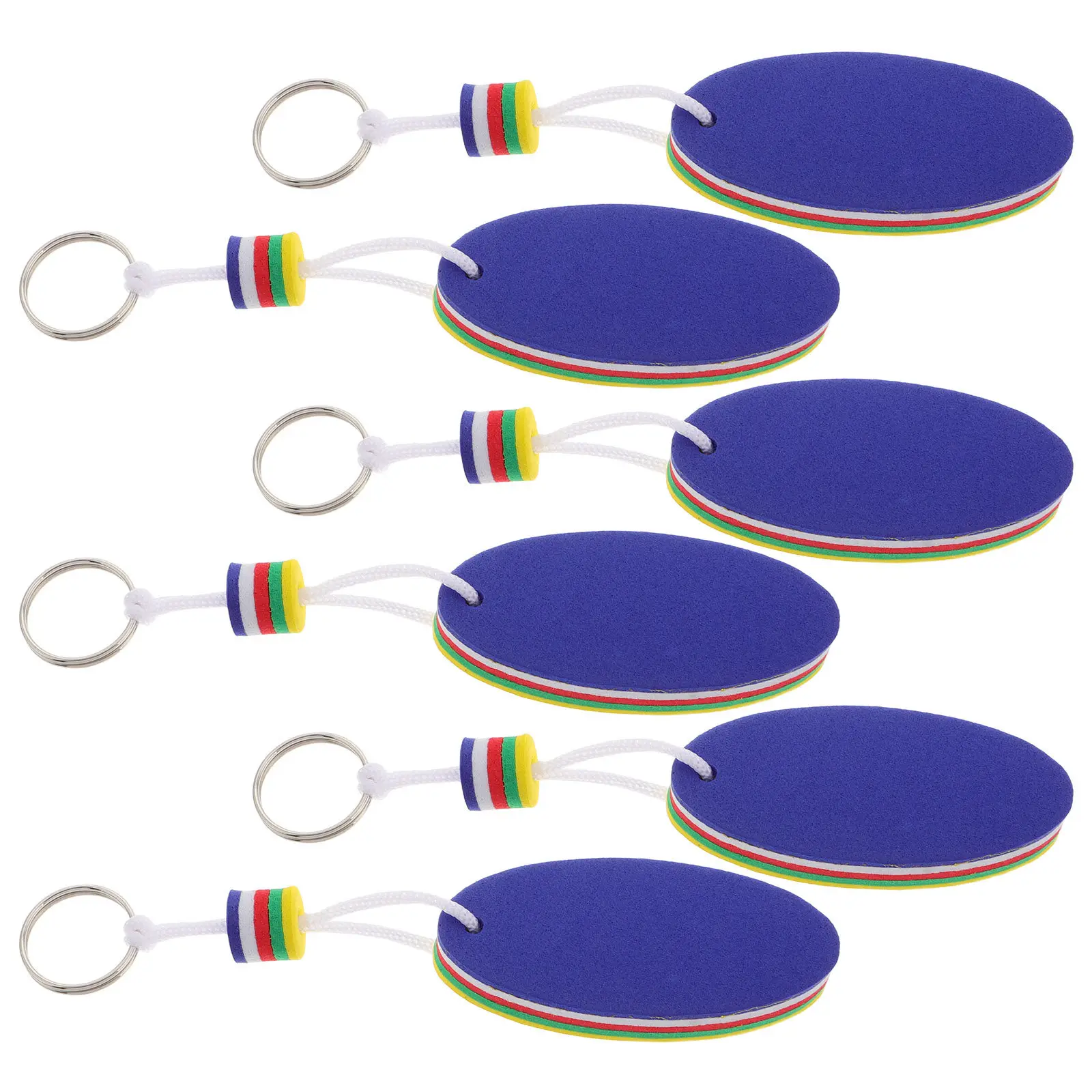 

6Pcs Floating Keychain Surfboard Foam Oval Shape Floating Key Rings for Boating Fishing Swimming Water Sports Accessories