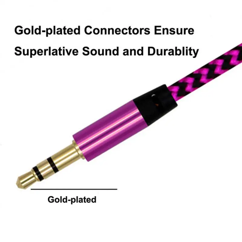 1ชิ้น1เมตรไนลอนAuxสาย3.5มิลลิเมตรเสียบชายกับชายแจ็คออโต้เครื่องเสียงรถยนต์สายเคเบิ้ลสายเคเบิ้ลสําหรับIPhone 7 Xiaomiคอมพิวเตอร์