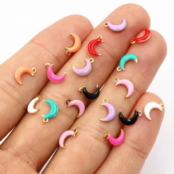 20pcs 8.5x5.5mm Enamel Small Moon Charms Pendant Stainless Steel DIY Jewelry Making Accessories Findings for Bracelet Earrings