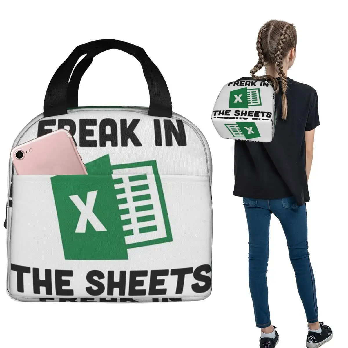 

Сумка-термос для обедов Freak In The Sheets Funny Spreadsheet Excel, портативная, для женщин и детей, для хранения продуктов, термосумка-тоут
